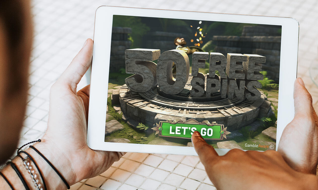 50 free spins banner for online slots