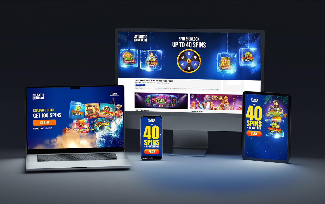 Atlantic Spins landing pages and banners