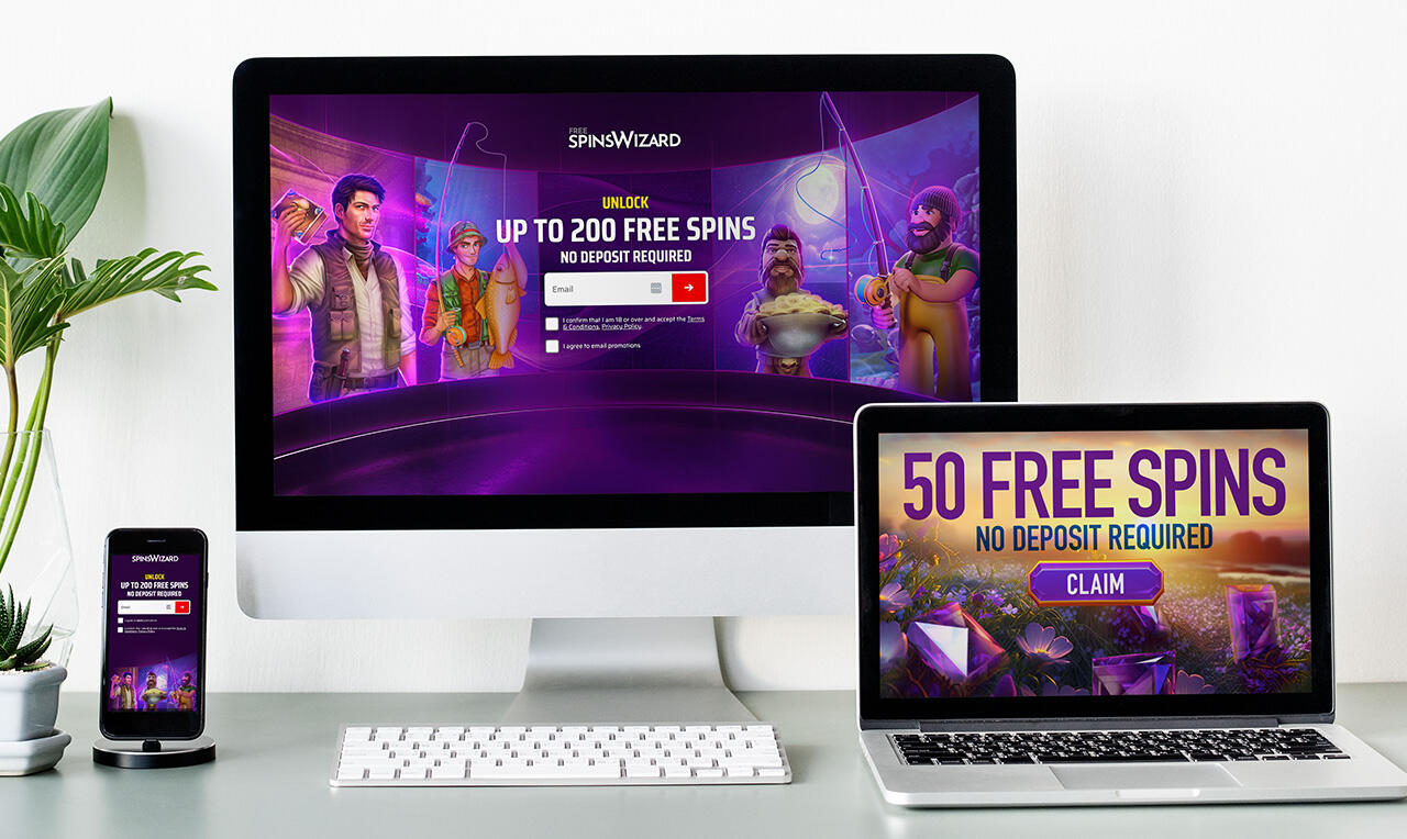 Online casino game themed landing page and offer banner